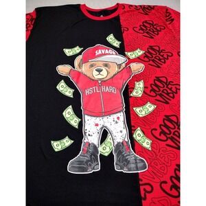 Men' Shirt LAUNDER GRAPHIC PRINT SHIRT SAVAGE BEAR HSTL HARD GOOD VIBES SIZE 4XL